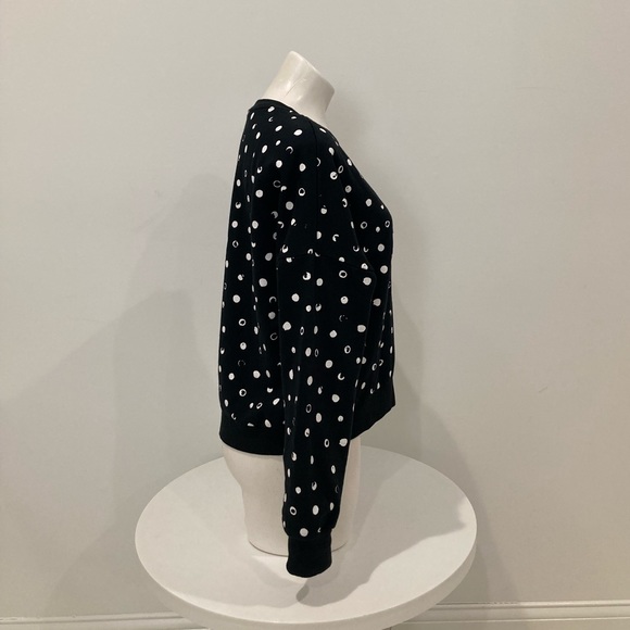 BETSEY JOHNSON Black White Polka Dot “Oh La La” Gold embroidery Sweatshirt M - Picture 7 of 17